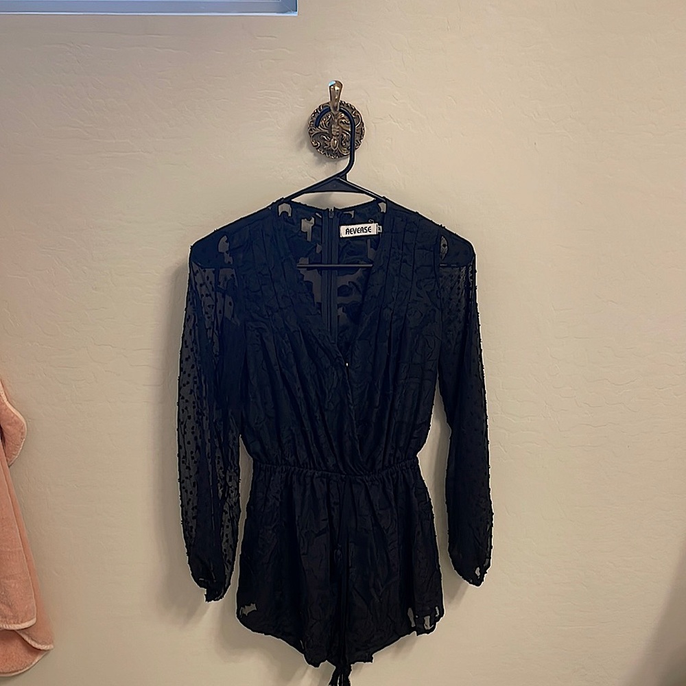 Floral lace black romper